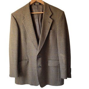 Jos A Banks lambswool sport coat brown houndstooth blazer jacket men 42R
